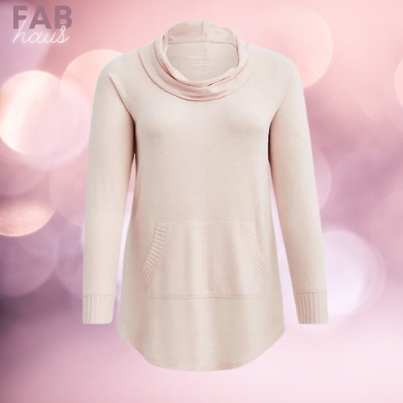 Torrid | TUNIC SWEATSHIRT - SUPER SOFT COWL NECK PINK - Picture 3 of 4